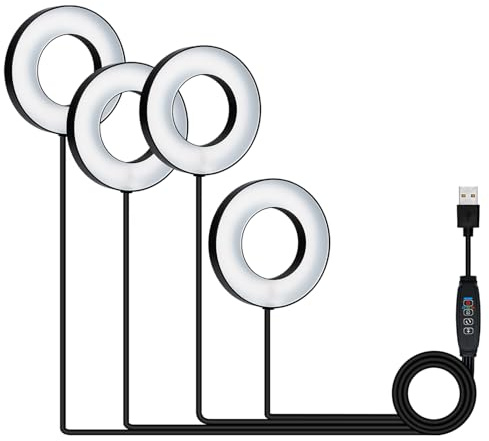 Wigearss Lámpara de Plantas, 4 Lámparas LED Luz de Crecimiento de Espectro Completo, Temporizador 3H/9H/12H, 3 modos y 10 Niveles de Brillo, Lámpara de Crecimiento para Plantas Pequeñas