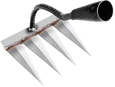 Garden Harke, Rechen Garten Unkrauthacke,Unkrautstecher mit 4 Zähne Unkraut Entferner Hand Unkrautjäter für Gartenarbeit, Beete, Wege, Blumenbeete und Gemüsebeet