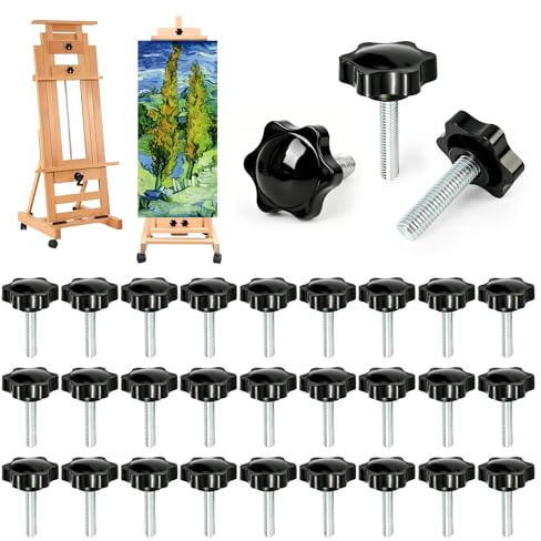 30 Piezas Tornillos M6 X 40 Mm con Mango Estrella, Negro, Tornillos Mariposa para Máquina Herramienta, Tuerca Estrella con Mango, Tornillo Cabeza, Durabilidad y Versatilidad Aseguradas