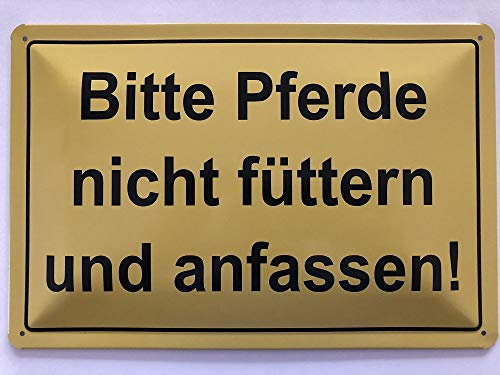 Blechschild 30 x 20 cm Warnschild - Bitte Pferde nicht füttern oder angreifen - Deko7