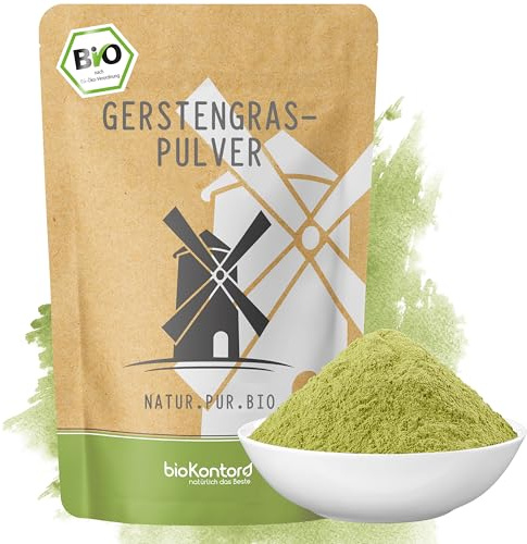 bioKontor – BIO Gerstengras Pulver 250g – 100% naturbelassen – gemahlen | Gerstengraspulver Bio aus biologischem Anbau – deutsche Handabfüllung – vielseitig für Smoothies & grünen Saft