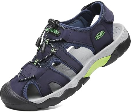 ZYLDK Sandalias Cuero Deportivas para Hombre de Verano Playa para Aire Libre Excursionismo Cuero Zapatos Impermeables Playa