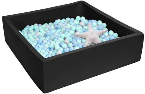 UHAPPYEE Extra Large Square Foam Ball Pit for Toddler, 47x47x14 Soft Ball Pit Poool with Removable Cover, Indoor Memory Sponge Ball Playpen Without Balls - Black