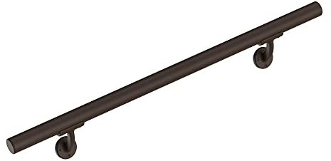 Meranti Pasamanos de aluminio para escalones y escaleras interiores o exteriores, barandillas para ancianos, kit completo de barandilla de escalera (AHR, textura de bronce, 4 pies de longitud)