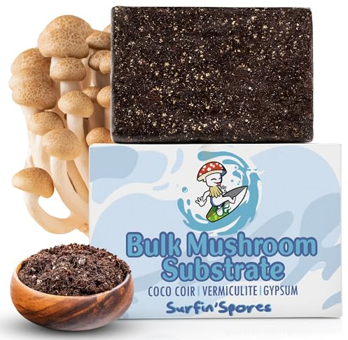 Surfin' Spores Premium Pilzsubstrat – 2,3 kg Bulk CVG-Mischung für Monotub-Anbau – Pasteurisierte Kokos-, Vermiculit- und Gipsmischung – Professionelle Mykologen-Formel für den Anbau von Pilzen