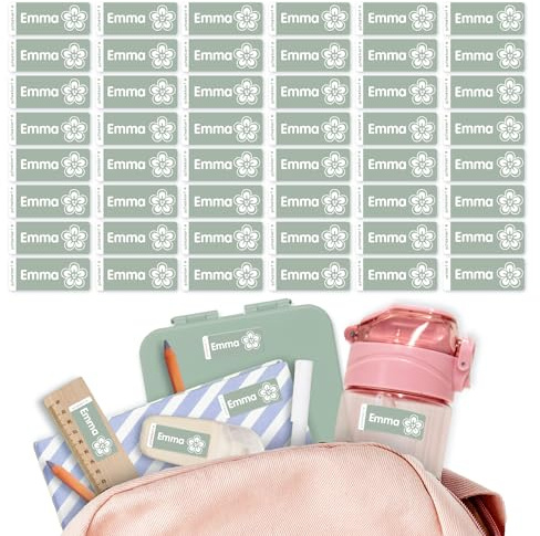 Gutmarkiert Namensaufkleber für Stifte Classic - wasserfest 48 St. 41x16mm | Personalisierbare Namensetiketten mit Namen und Symbol für Kinder - ideal für Schule und Kindergarten - einfarbig