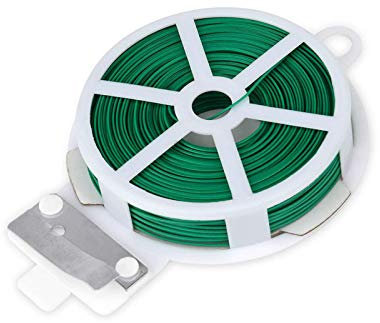 SZXMDKH Filo da giardino per piante da 50 m, con taglierina da giardino e filo da giardino con filo rivestito in plastica verde per piante rampicanti, viti, arbusti e fiori