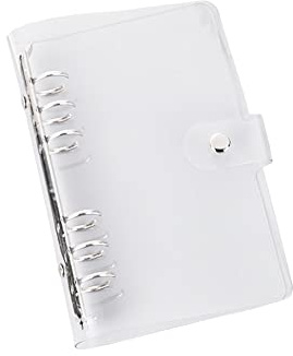 JIHUOO A6 6 Ring Loose Leaf Binder Tagebuch Klare Ringbuchhülle Ringbuch Notizbuchordner Notizbuch Hülle Binder Abdeckung mit Schnappen