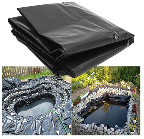 Revêtement de Bassin sous-Couche de Bassin préformé résistant aux UV, résistant aux intempéries, revêtement de Bassin en Plastique de 0,35 mm, raccords imperméables Noirs (Color : Black, Size : 9x20
