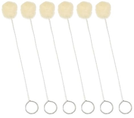 Cyrank 100 Stück Wolle Daubers Ballpinsel, Wollpinsel-Kugelpinsel, Daubers Ballbürste mit Metallgriff, Leder-Wollpinsel mit Metallgriff-Färbeapplikator Wool Daubers Ball für DIY-Bastelprojekte