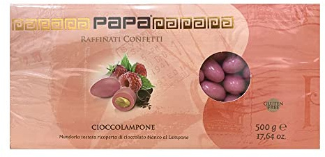 CONFETTI PAPA Cioccogolosi CIOCCOLAMPONE Colore ROSA LAMPONE 500 gr Il gusto e il profumo di bosco si mescolano al cioccolato e avvolgono la mandorla