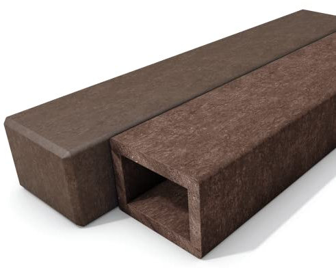 hanit® Rechteckpalisaden, Gartenpalisaden mit 60cm Höhe aus Recycling-Kunststoff, braun (4 Stück)