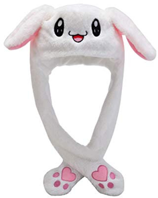 Srliya H Ears Moving Häschenhut mit Beweglichen Ohren, Niedlicher Cartoon-Plüschhut, Bewegliche Ohren, Hut Frauen, Kinder, Mädchen (Nicht mit Licht)