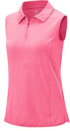 Rdruko Womens Summer 1/4 Zip Neck Sleeveless Polo | Ladies Lightweight Golf Tennis Polos T Shirts Breathable Quick Dry Outdoor Casual Work Sports Running Gym Tank Tops