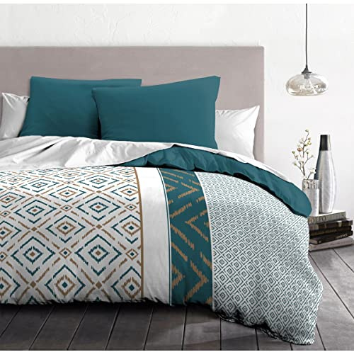 Home Linge Passion Parure DE Couette 240x260 Ethno Bleu Canard