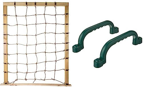 Small Foot Kletternetz mit Achterhaken & Haltegriffe für Klettergerüste aus robustem, wetterbeständigem Material, für Kinder ab 3 Jahren, 10883 Toys, Grün, Normal