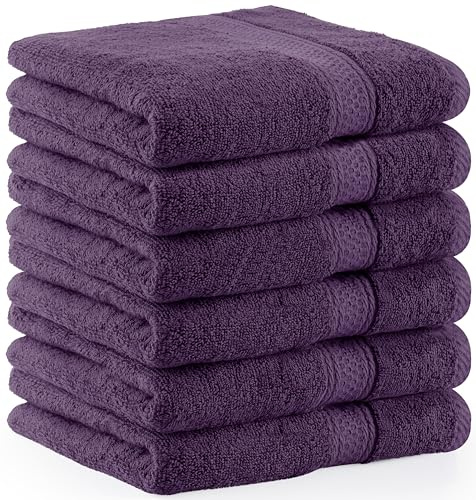 Utopia Towels Frottee Handtücher 50x100 cm, Pflaume, 6er Pack | Mit Aufhängeschlaufe, mittelgroße Badetücher, 100 % Baumwolle, weich und saugfähig, Handtuchset, Handtücher