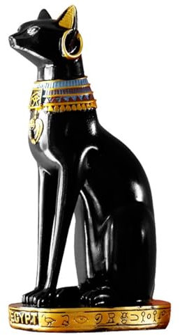 Wohnkultur-Ornamente, Desktop-Dekor-Zubehör, Retro-Göttin der Katzenstatue im antiken Ägypten-Stil, Kunsthandwerk aus Kunstharz for die Heimdekoration, Katzen-Tierskulptur (Farbe: Groß) ( Color : Medi