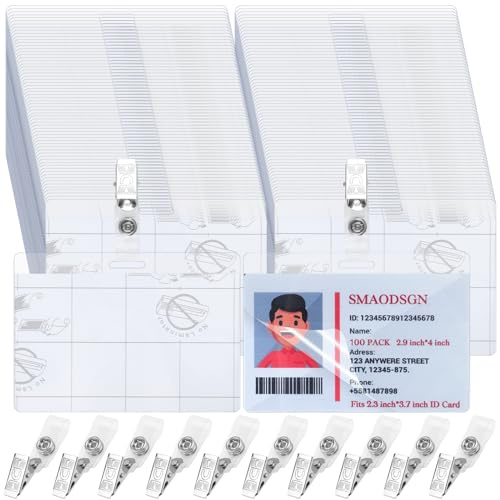 Visitenkarten-Laminierblätter mit Clips, 7,4 x 8,6 cm, 10 mm, Ausweis-Größe, selbstklebende Laminiertaschen, passend für Brieftasche, Ausweis, Gepäckanhänger, Regierungsgröße, Karte für Schule, Büro,