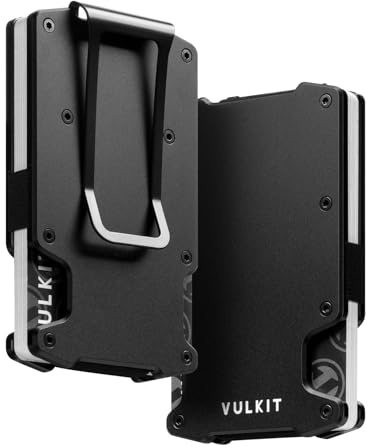 VULKIT Kreditkortshållare med Money Clip Smal Minimalistisk Aluminium Metallplånbok RFID Blockerande Korthållare Plånbok för Män