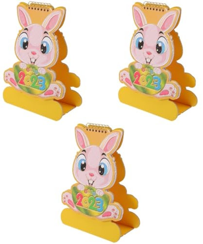 3 x Kaninchen-Adventskalender 2023, freistehender Kalender, chinesischer Mondkalender 2023, chinesischer Kalender, Bürodekoration, Bürodekoration, 2023, Kalender, Planer, Dekorationen, Papier,