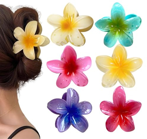 Haarklammern, 6 Stück Flower Hair Clips Blumen Kunststoff Clips für Damen und Mädchen