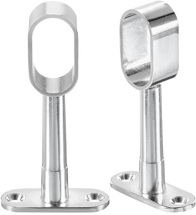 sourcing map 2Pcs Adjustable Closet Rod Support Bracket, Rod Holder Wardrobe Accessories Clothes Rail Seat for Bedroom Bathroom, Silver