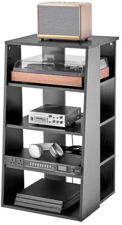 VEVOR 5-stufiger Medienständer, Medienständer für DVD-Player/Kabelboxen/Spielekonsolen, Audio Komponentenschrank, StereoKomponenten Rackschrank, höhenverstellbarer Medienaufbewahrungsschrank