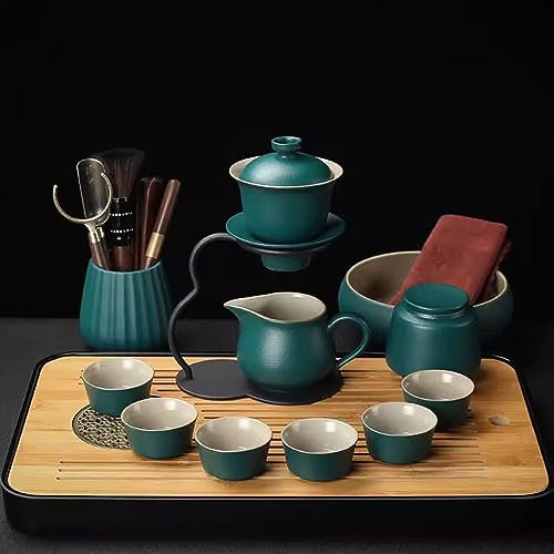DDKYHU Set da tè, Set da tè per Adulti Set da tè Giapponese Lazy Office Kung Fu Tea Set, Set da tè in Ceramica per la Preparazione Automatica del tè (8)