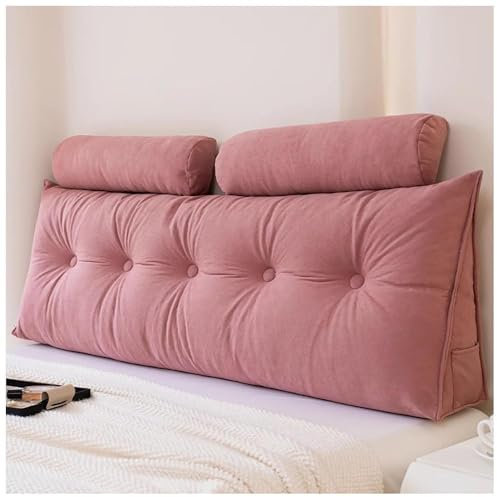 BPWXINL Bett Rückenkissen mit Nackenrollenkissen, Bequemes Groß Lesekissen für Bett und Sofa, Keilkissen mit waschbarem Bezug, Kissen Bett Rückenkissen Lesekissen für Bett Rückenlehne,Pink-180Cm