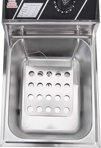 Commercial Electric Double Deep Fat Fryer - 5000W Stainless Steel Countertop Chip Fryer with Basket & Lid - Ideal for Home, Kitchen, Restaurant