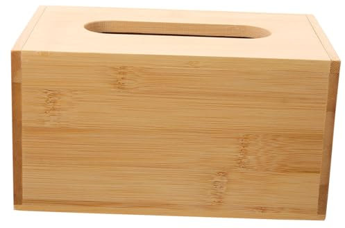 KONTONTY Bambusbox Für Feuchttücher Rechteckige Taschentuchbox Mit Abdeckung Praktischer Papierhandtuchbehälter Für Schreibtisch Wohnzimmer Und Küche