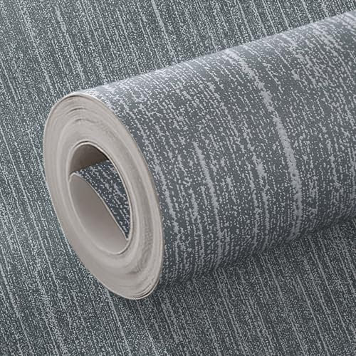 Beswitory Dark Grey Striped Thick Textured Wallpaper Mix Plain Dark Grey Embossed Textured Wallpaper for Adults Kids Teenager Bedrooms Bathrooms Hallway Lounge Living Room Feature Wall