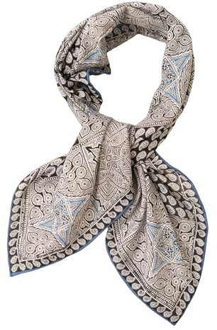 Prettystern Baumwolle & Seide Mix handrolliert Tuch 65/65 cm Damen Herren Sommer Frühling unisex Seiden-Tuch grau modisch SC15