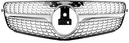 Auto Frontgrill Für Benz W204 Kühlergrill Für C-Klasse C204 S204 2007-2014 C180 C200 C250 C300 C350 Diamant Für AMG Für GT Stil Frontstoßstangengrill Front Kühlergrille(Diamonds-Silver)
