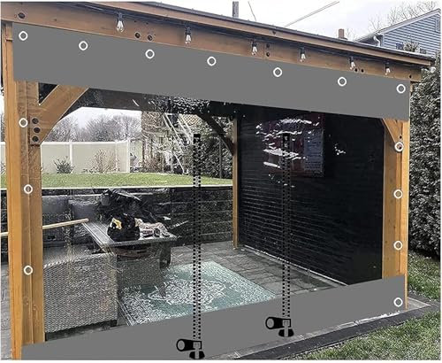 Transparent Tarpaulin Side Panels with Zip, Outdoor Waterproof Clear Tarp Curtains for Patio Porch Carport Canopies