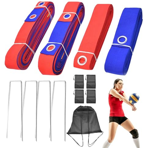 Beachvolleyball-Linien – Nylon-Begrenzungsband, Outdoor-Sportausrüstung, faltbares, leichtes Platzmarkierungs-Set mit Heringen, Sandspiel-Zubehör für Hinterhof-Training, Park, Zuhause, Feld