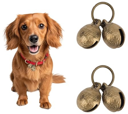 Penitue 2pz Campanellini per Cani in Ottone Extra Rumorosi, Campanellini in Ottone Animali Domestici Ciondoli Vintage Rame Collare Accessori Animali Domestici per Cani e Gatti di Piccola Taglia