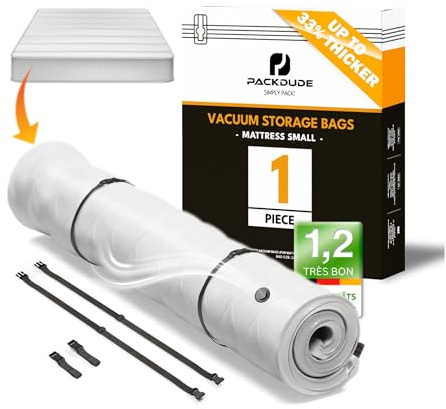 PACKDUDE Sacco Sottovuoto Materasso Singolo per Materassi fino a 200x100cm (Dim. della Sacchetto: 240x130cm) I Sacco Materasso Singolo per Materassi in Schiuma, Gel e Lattice I Mattress Vacuum Bag
