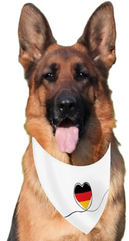 Liebe Herz Deutschland Flagge Bandanas für große und mittlere Haustiere, weiß 30 × 70cm Deutscher Hund Samt Banana, Schal Bibs Welpen für Katze Haustier