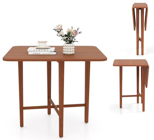 LIFEZEAL Klappbarer Esstisch, Küchentisch Holz für 2-4 Personen, Esszimmertisch mit 2 klappbaren Tischplatten, Quadratischer Holzesstisch Holzbeinen für Esszimmer Wohnzimmer, 90 x 90 x 74,5 cm