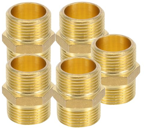 Homoyoyo 5pezzi Adattatore in Ottone per Tubi Dritti Connettori per Tubi Acqua in Ottone Raccordi per Riutilizzabili in Adattatori per in Rame Connettori per in Raccordi per da Giardino