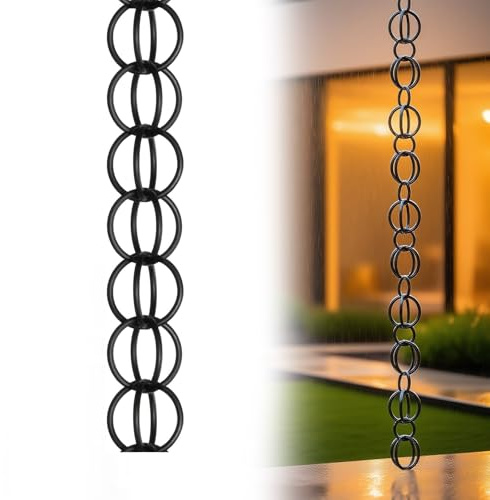 eryssgbf Cadena de Lluvia, Lluvia Bajante De, Cadena De Lluvia De Aluminio, Desviador del Agua de Lluvia de los Bajantes de los Canales, Cadena de Lluvia Exterior(4ft)