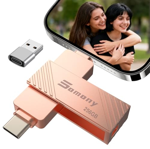Cle USB 256 go, Clé USB 3 en 1 pour iOS/Type C/Android/PC/Mac, Cle USB C 3.0 Flash Drive Transfert Rapide, Stockage Photos, Vidéos, Fichiers - Rose