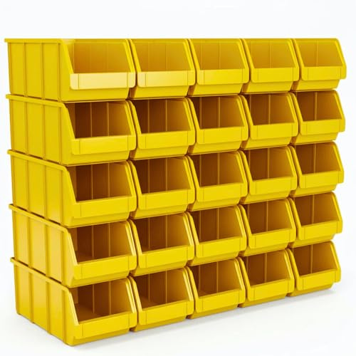 15 Stapelboxen Größe 4 Gelb – Robuste Lagerboxen 335×209×152mm für Werkstatt, Schrauben & Kleinteile – Sichtlagerkästen stapelbar