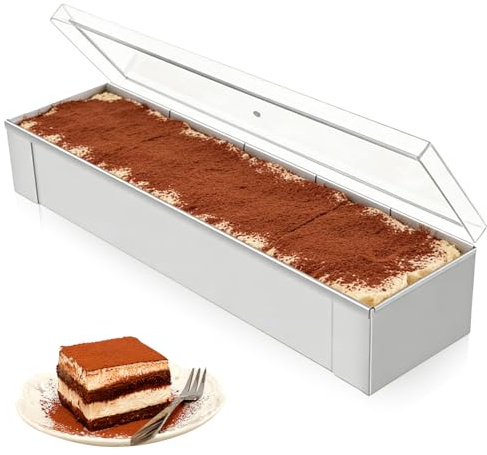 VEGOATY 40×8×6cm Kuchenform Antihaftbeschichtet: Edelstahl Backform Rechteckig, Abnehmbare Springform Rund, Kuchenform Edelstahl, Für Kuchen, Brot, Lasagne, Brownies Und Partys, Silber