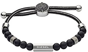 Diesel Armband Für Männer Perlen, 16.5Cm-25Cm Schwarzes Halbedelstein-Armband, DX1151040