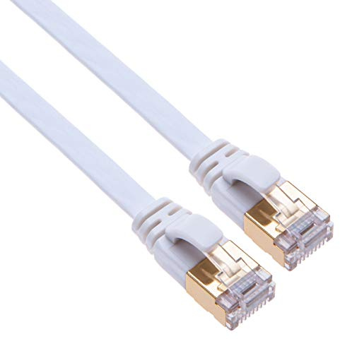 High Speed Flat Cat7 Ethernet Cable Network Patch for TV Samsung LG Sony/Router TP-Link/PlayStation PS3 PS4 Xbox/Switch Sky Box Hub/WD Seagate QNAP/Zmodo Annke | Internet Cat 7 | 20m White