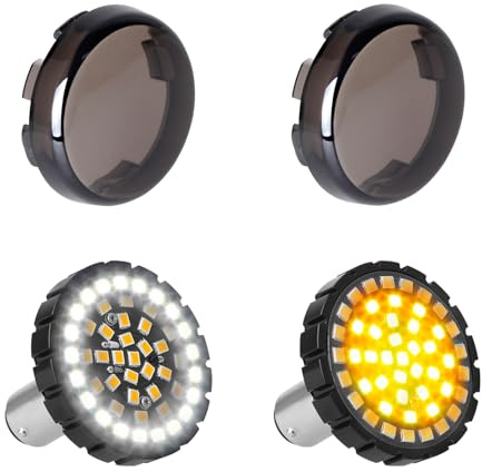 NTHREEAUTO 5,1 cm Bullet 1157 LED Blinker, Motorrad Lauflicht, Switchback Frontleuchtmittel, kompatibel mit Harley Street Glide, Sportster, Road King