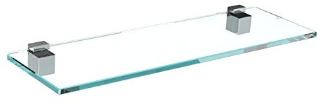 bijon Glasregal Glasablage Wandregal Glas Bad-Regal Glas Badezimmer Regal | Badablage Ablageregal - 8mm Hartglas, 30 x 12 cm, Klarglas + Halterung G - Chrom Glanz Optik